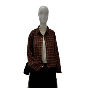 [숲]밑단스트링 훅단추 체크셔츠  SBALS845