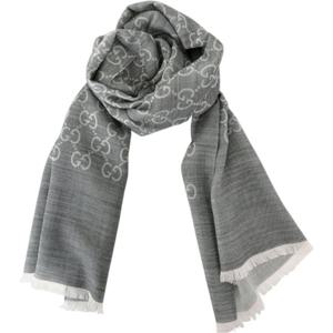 구찌 165904 3G646 1400 자카드 GG 울 실크 투톤 스카프 라이트그레이