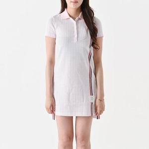 톰브라운 트위드 스트라이프 폴로 원피스 핑크 FJD091A 08143 680