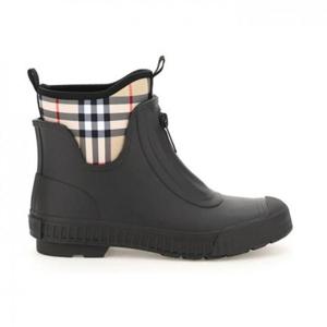 버버리 여성 빈티지 체크 네오프렌 러버 레인부츠 블랙 아카이브 베이지 8048573 A7556