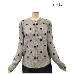 [에이비에프지]땡땡이 포인트 복실이 긴팔 니트 가디건 APA1HY45A