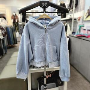 유솔 sh06 밍크 코듀로이 후드집업 블루 ULMS25T51