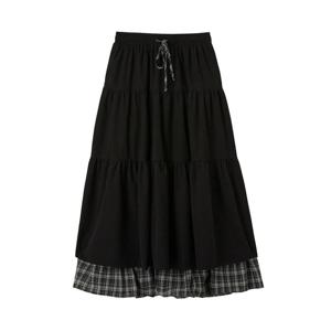 [랩]체크 배색 코듀로이 밴딩 스커트(AR4WSC40)