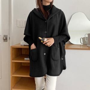 나야홍 / 빅사이즈아우터 O806L512 레이후드버튼박시판쵸 BS