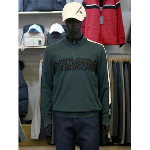 팜스프링스 세이브존03 팜스프링스 남성 골프 겨울 배색 로고 방풍 반집업 니트 ATSKZM244352A