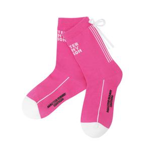 [마스터바니] 여성 배색 자카드 리본 논슬립 중목 양말