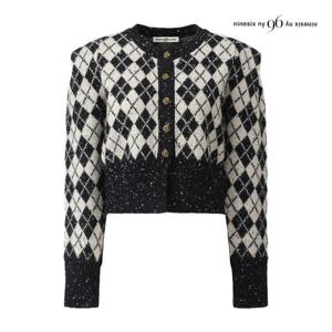 나인식스뉴욕  다이아 패턴 숏 니트 가디건 (NPCKG009M0)