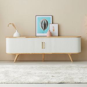 파로마 네오 햅번 고무나무 원목 템바보드 도어 거실장 NES869