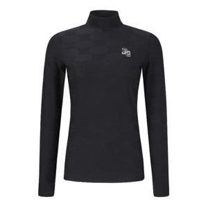파리게이츠골프긴팔티 NQC 521E1TI203_BK 여성 로고 패턴 모크넥 긴팔 티셔츠
