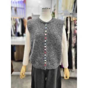 밸리걸 세이브존01 컬러 버튼 라운드 니트 조끼 610640-1