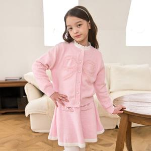 로엠걸즈진주 리본장식 가디건스커트세트  RGSM2611P