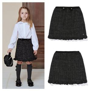 빈[BEEN]HP 여아 블랙 트위드 프릴 스커트 BA12SK01BK PG