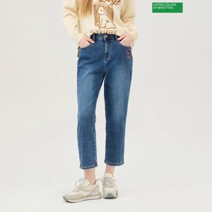 베네통 백 밴딩 와펜 기모 배기 데님팬츠 BADP13511