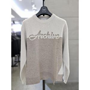 바쏘옴므 세이브존03 바쏘옴므 남자 가을 겨울 베이지 레터링 니트 WSAGY3WR97A