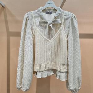 라티움 HC34 봄간절기세로줄셔츠니트조끼 숏짧은세트 T2613SE01