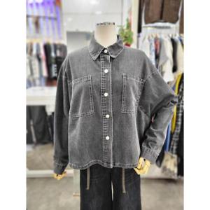 밸리걸 세이브존01 블랙 워싱 박시 데님 셔츠 610190