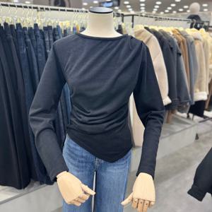 [ab.f.z]abfz입술넥 라인 허리셔링  포인트 슬림 티셔츠 ASFA1HK