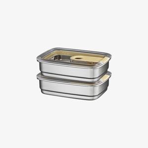 (2P세트) 스텐락 스냅 국내산 스텐 밀폐용기 3호(360ml) 2p