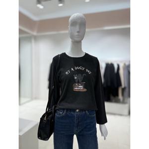 [숲]고양이 프린트 스판 티셔츠  SBBLT33R