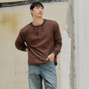 [플랙진]남성 헨리넥 롱 슬리브 티셔츠(PWTI3RLL17M)