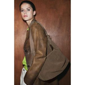 자라 ZARA 링 디테일 레더 맥시 버킷백 - 브라운 6076710700 324913