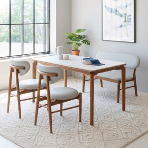 트리플 누벨르 원목 세라믹 4인용 식탁세트 (의자2+벤치1)