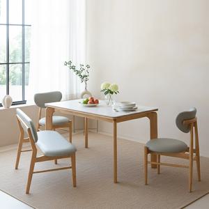 트리플 모네 원목 세라믹 4인용 식탁세트 (의자2+벤치1)