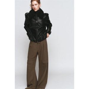 자라 ZARA ZW 컬렉션 페이크 레더 봄버 재킷 - 블랙 3548042800 323772