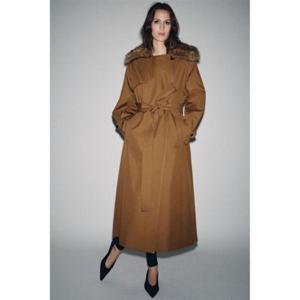 자라 ZARA 오버사이즈 페이크 퍼 칼라 트렌치 ZW COLLECTION LIMITED EDITION - 카라멜 0518300732 325996