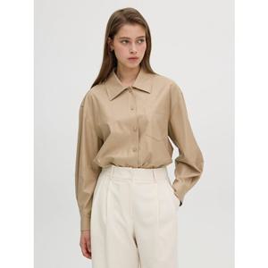 올리브데올리브 (OL4WBA24) 페이크 레더 볼륨 소매 셔츠