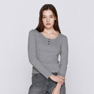 [지오다노] 여성 코튼 스판 버튼 헨리넥 긴팔 무지 면 티셔츠 326505