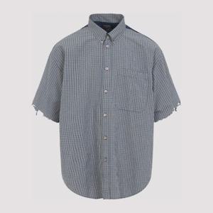 발렌시아가 체크 패턴 포켓 반팔 셔츠 839194TSM11 9095