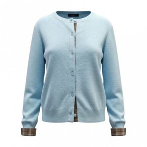 페이지플린  (F6ACA409) 라운드넥 체크 배색 가디건