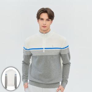 [헤지스골프] 남성 블럭형 하프집업 스웨터 그레이 HUSW6A212G2