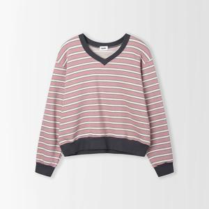 플레이블 여성 V넥 배색 ST 티셔츠_PC6SE201