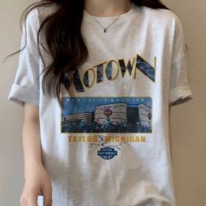 오버핏 프린팅 반팔 티셔츠 ST240816