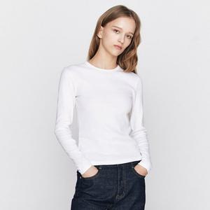 [지오다노]여성 슬림핏 라운드넥 립 스판 티셔츠 326504/05326504