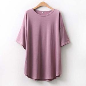 여성 빅사이즈 라운드넥스판반팔티 WW9383 미시