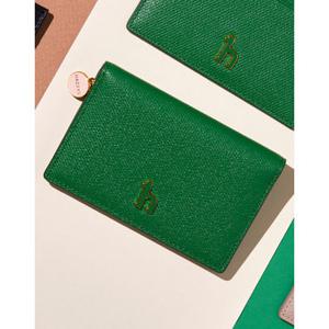 헤지스 액세서리 25FW ELLA 그린 소가죽 참장식 카드지갑 HIHO5F921E2