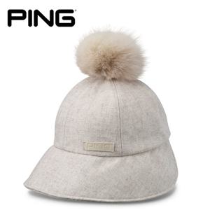 [클럽특가] 핑 겨울 골프모자 여성용 방울 버킷햇 베이지