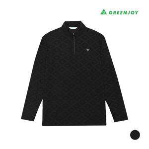 [그린조이]남성 스퀘어 프린트 하프 집업 티셔츠