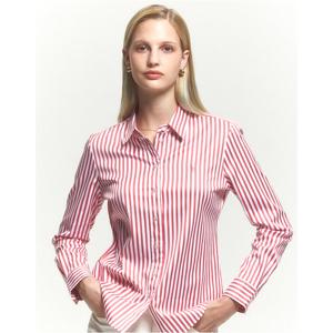 헤지스 여성 24FW 반값세일핑크 런던 스트라이프 긴소매 셔츠 HSSH4CC75P2