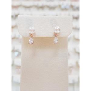 볼라레 세이브존01 작은 진주 물방울 큐빅 드롭 귀걸이 spe962