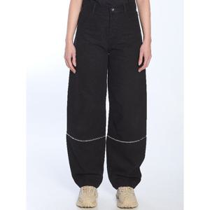 몽클레어 프론트 지퍼 앤 버튼 블랙 코튼 배기 팬츠 2A0001 M50