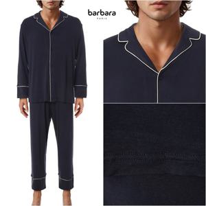 [바바라(언더웨어)](이월)배색 모달 긴팔 챠콜 남성잠옷AMP6023B