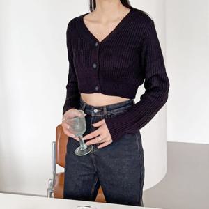 [리빌모아]자하찌 브이넥 크롭 가을 숏 가디건 DJW-KN-SCAT1042-