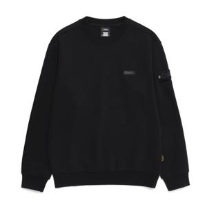 내셔널지오그래픽N251USW810 블루핀 로고 세미오버핏 맨투맨 CARBON BLACK