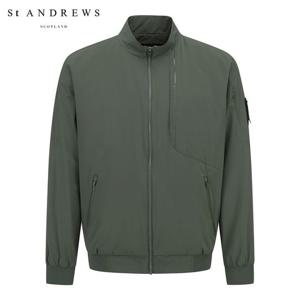 [세인트앤드류스] 남성 로고 레더 탭 집업 점퍼