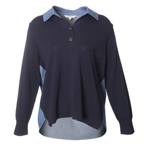 [요하넥스]니트 레이어드 데님 블라우스 J5A3B300