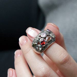 바이데이지 멀티 원석 볼드 실버반지 Br0348